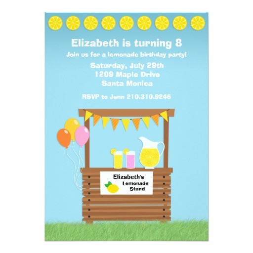 Lemonade Birthday Party Invitations Lemonade Stand Birthday Party Invitation
