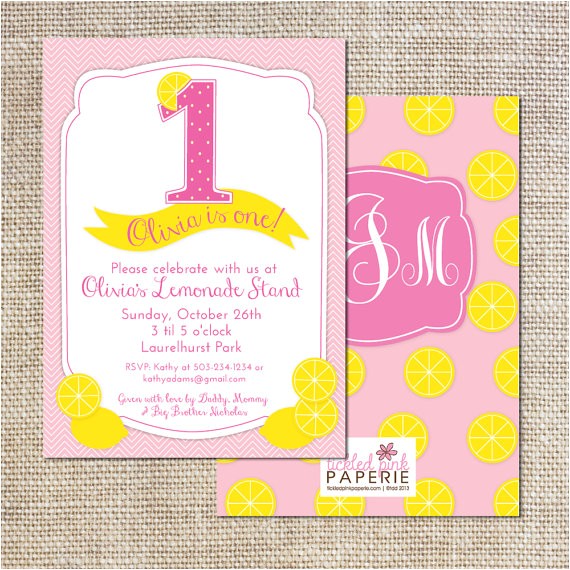Lemonade Birthday Party Invitations Pink Lemonade Birthday Party Invitation