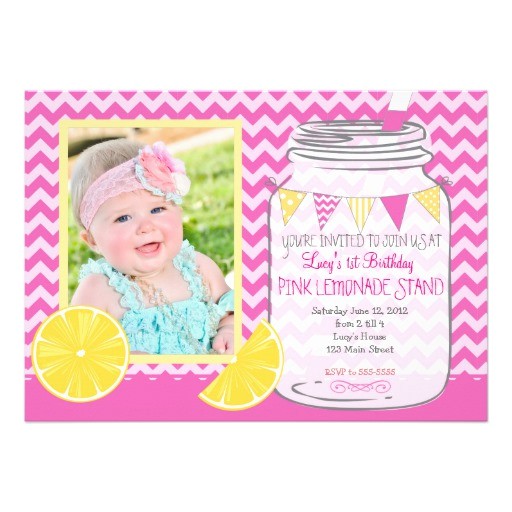 Lemonade Birthday Party Invitations Pink Lemonade Stand First Birthday Invitation