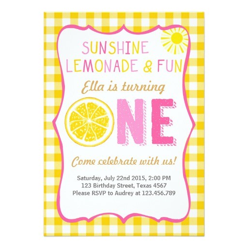 Lemonade Birthday Party Invitations Sunshine and Lemonade Sunshine Birthday Invitation