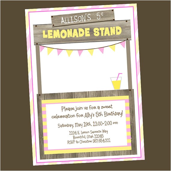 Lemonade Stand Birthday Party Invitations Items Similar to Lemonade Stand Birthday Invitation On Etsy