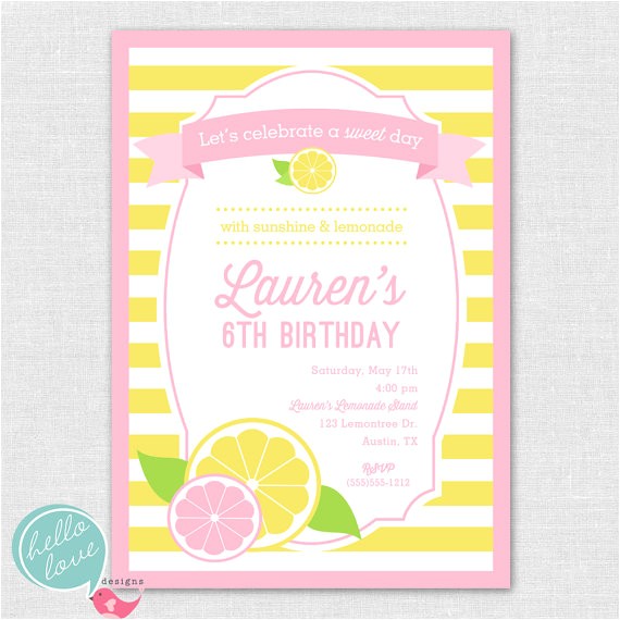 Lemonade Stand Birthday Party Invitations Lemonade Stand Party Printable Birthday by Hel Ovedesigns