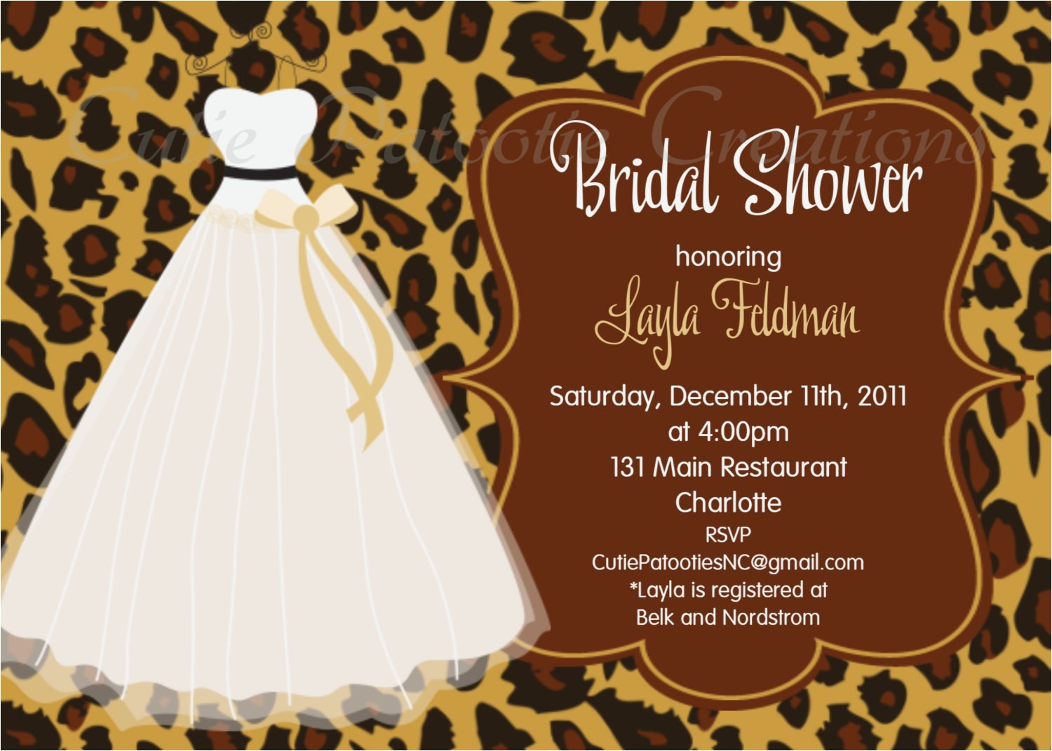 Leopard Bridal Shower Invitations Bridal Shower Invitations Bridal Shower Invitations
