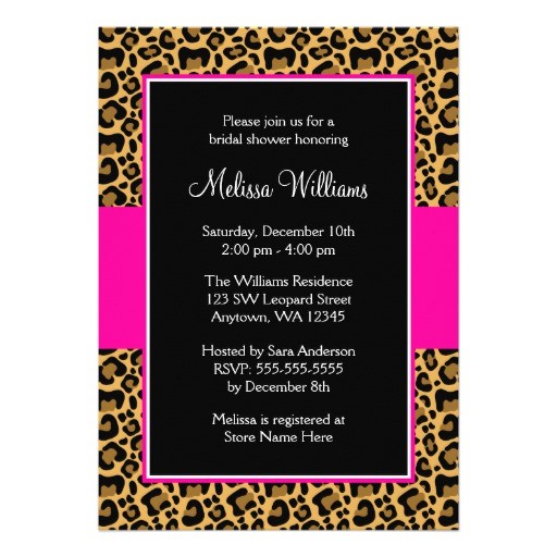 Leopard Bridal Shower Invitations Leopard Hot Pink Bridal Shower Invitations 5" X 7