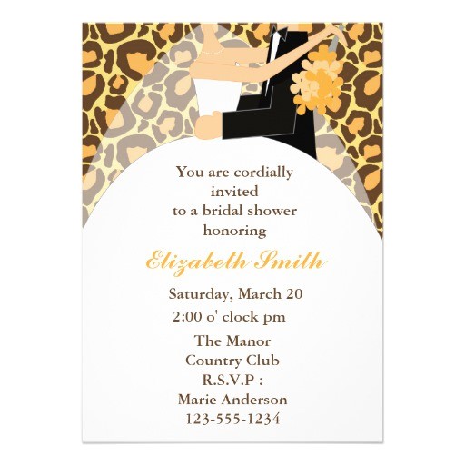 Leopard Bridal Shower Invitations Leopard Print Bride and Groom Wedding Shower 5×7 Paper