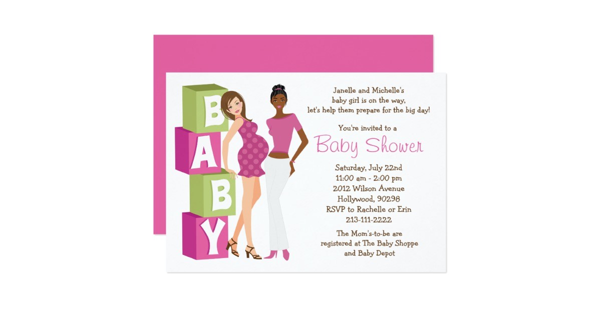 Lesbian Baby Shower Invitations Lesbian Baby Shower Invitation for Girl