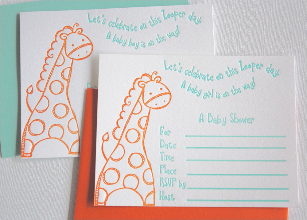 Letterpress Baby Shower Invitations Aloha Letterpress Zooper Baby Shower Letterpress Invitations