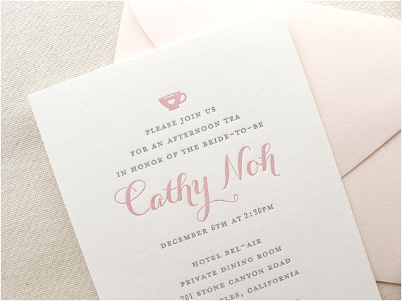 Letterpress Bridal Shower Invitations Letterpress Bridal Shower Invitations Tea by Dinglewooddesign