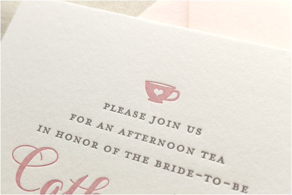 Letterpress Bridal Shower Invitations Letterpress Bridal Shower Invitations Tea Party 25 Flat