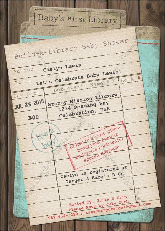 Library Card Baby Shower Invitation Template Library Card Baby Shower Invitation Book Baby by
