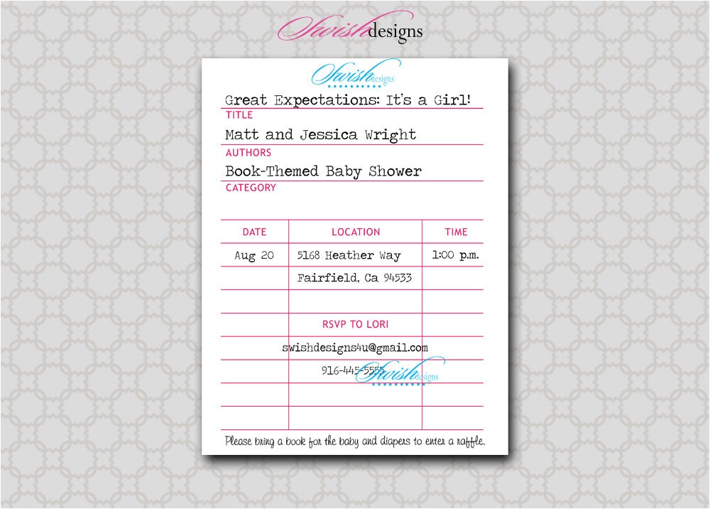Library Card Baby Shower Invitation Template Library Card Baby Shower Invitation Printable 4 25×5 5