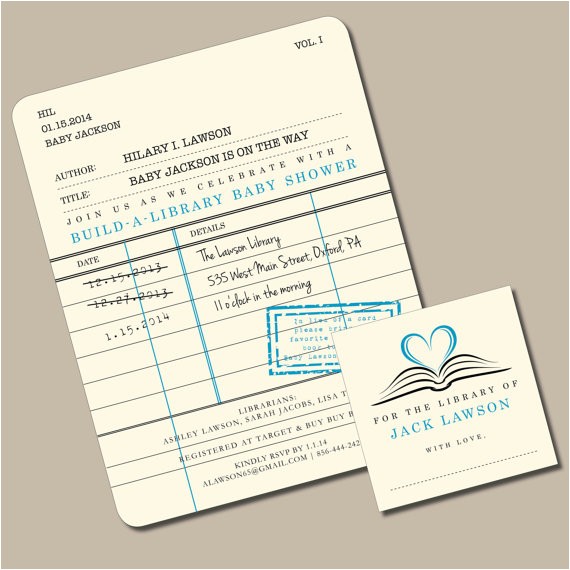 Library Card Baby Shower Invitation Template Library Card Invitation for Baby Shower with Book by