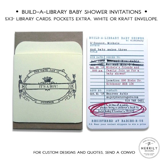 Library Card Baby Shower Invitation Template Library Card Invitations Build A Library Baby Shower