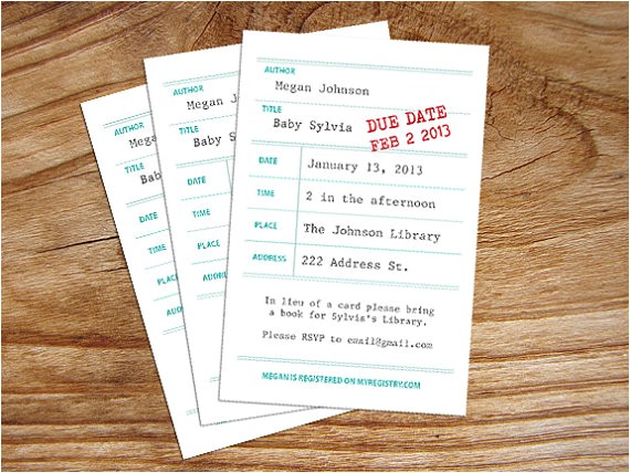 Library themed Baby Shower Invitations Library Book themed Baby Shower Invitation Customized