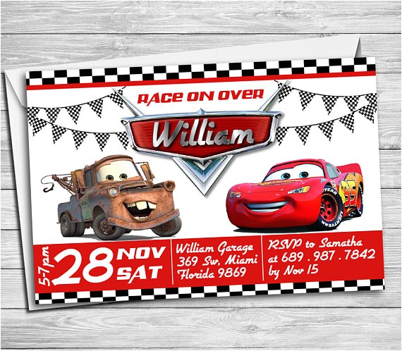 Lightning Mcqueen and Mater Birthday Invitations Cars Birthday Invitation Mater and Lightning Mcqueen Birthday
