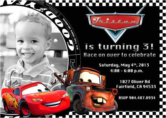 Lightning Mcqueen and Mater Birthday Invitations Disney Cars Lightning Mcqueen Mater Birthday Party
