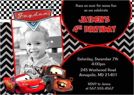 Lightning Mcqueen and Mater Birthday Invitations Disney Cars Lightning Mcqueen Mater Birthday Party