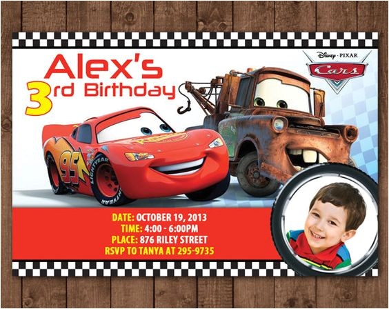 Lightning Mcqueen and Mater Birthday Invitations Personalized Disney Cars Lightning Mcqueen tow Mater Diy