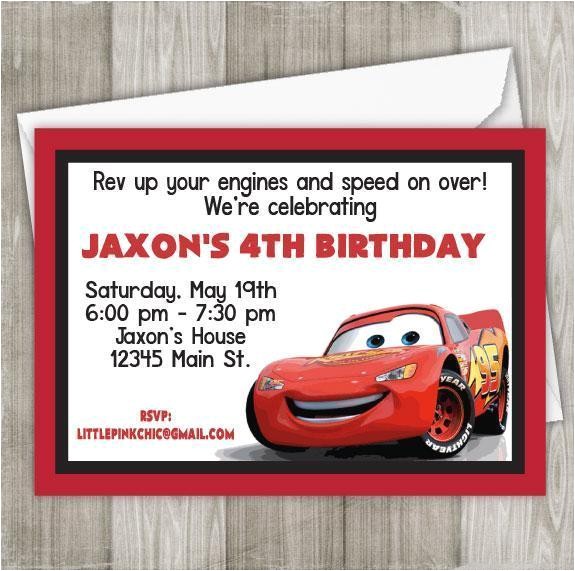 Lightning Mcqueen Birthday Party Invitations Cars Birthday Invitation Lightning Mcqueen Birthday