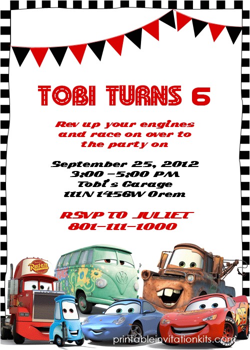 Lightning Mcqueen Birthday Party Invitations Free Disney Cars Birthday Invitation Wedding Invitation
