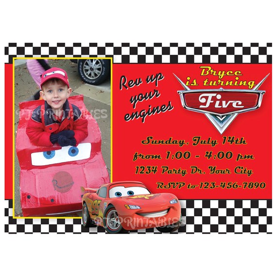 Lightning Mcqueen Birthday Party Invitations Lightning Mcqueen Cars Birthday Invitation Custom