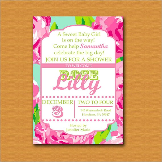 Lilly Pulitzer Birthday Invitations Lilly Pulitzer Inspired Invitation Baby Shower Baby