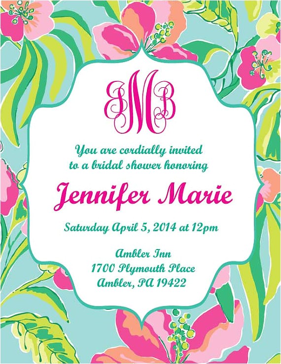 Lilly Pulitzer Birthday Invitations Lilly Pulitzer Inspired Invitation Printable Customizable
