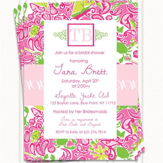 Lilly Pulitzer Birthday Invitations Lilly Pulitzer Inspired Invitations Birthday Invitations