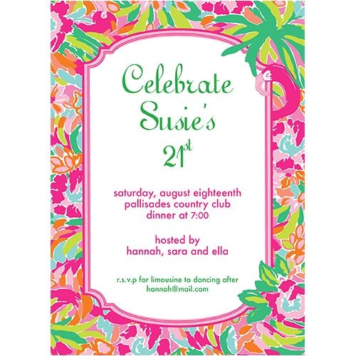 Lilly Pulitzer Birthday Invitations Lilly Pulitzer Personalized Invitations Lulu Caroline