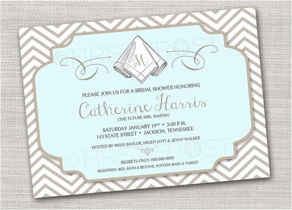 Linen Bridal Shower Invitations Monogram Printable Invitation Monogram Linens Wedding