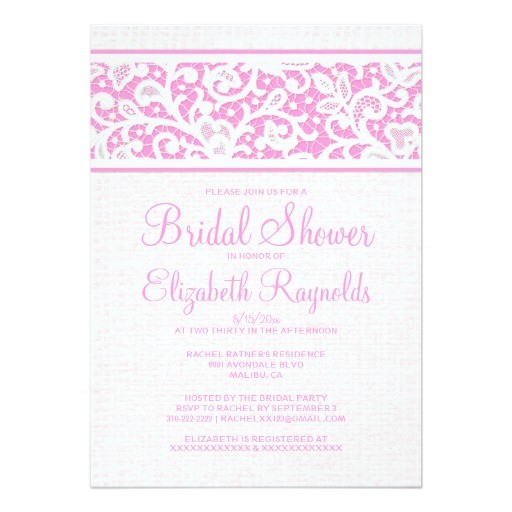 Linen Bridal Shower Invitations Pink Rustic Burlap Linen Bridal Shower Invitations