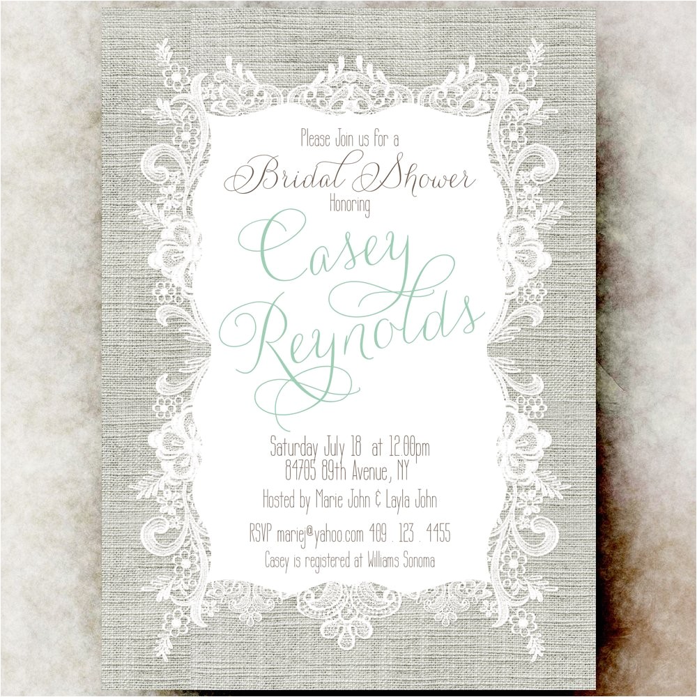 Linen Bridal Shower Invitations Printable Bridal Shower Invitation Linen Bridal Shower