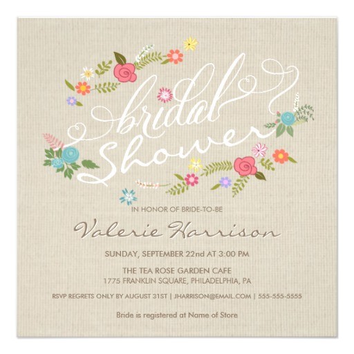 Linen Bridal Shower Invitations Vintage Linen Floral Wreath Bridal Shower Invites