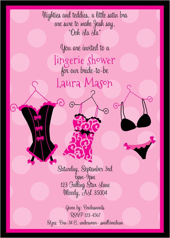 Lingerie Bridal Shower Invitation Wording Funky Pink Lingerie Shower Invitation