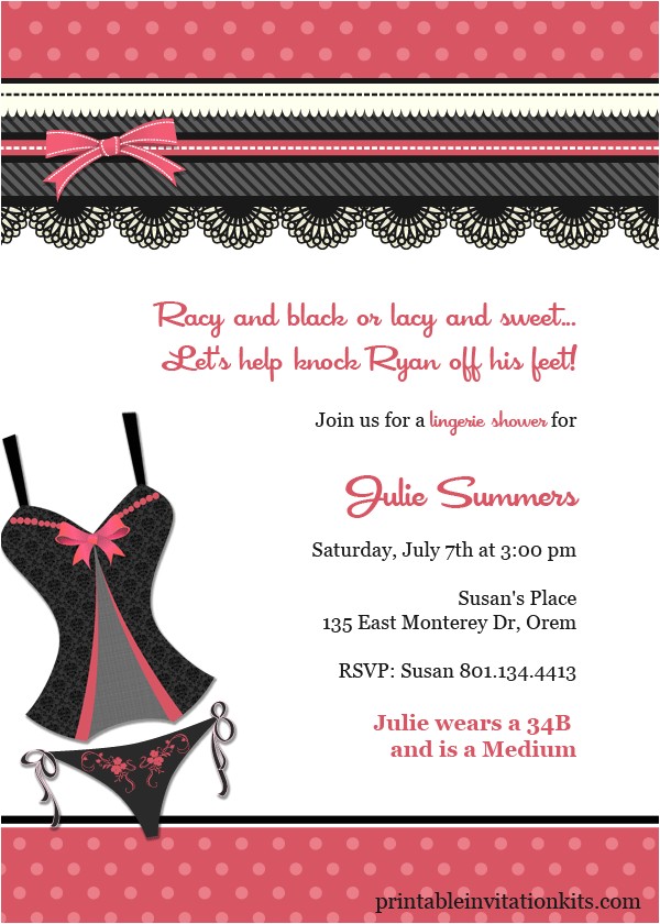 Lingerie Bridal Shower Invitation Wording Lingerie Bridal Shower Invitation Template Adorable