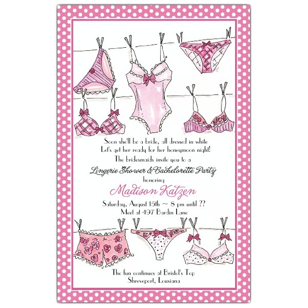 Lingerie Bridal Shower Invitation Wording Lingerie Line Bridal Shower Invitations Paperstyle