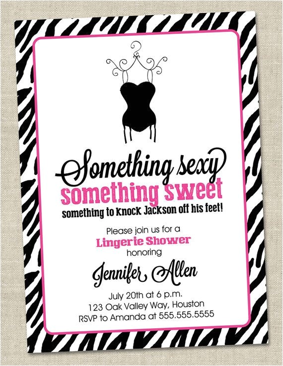 Lingerie Bridal Shower Invitation Wording Zebra Pink Lingerie Shower Invitation Pink by