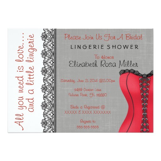Lingerie Bridal Shower Invites Black & Red Corset Lingerie Bridal Shower Invite