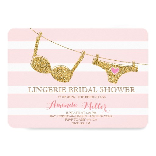 Lingerie Bridal Shower Invites Gold and Pink Lingerie Bridal Shower Invitations