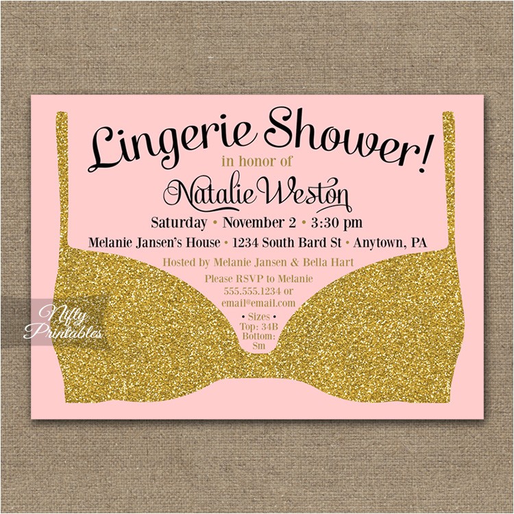 Lingerie Bridal Shower Invites Gold Glitter Lingerie Bridal Shower Invitations Nifty