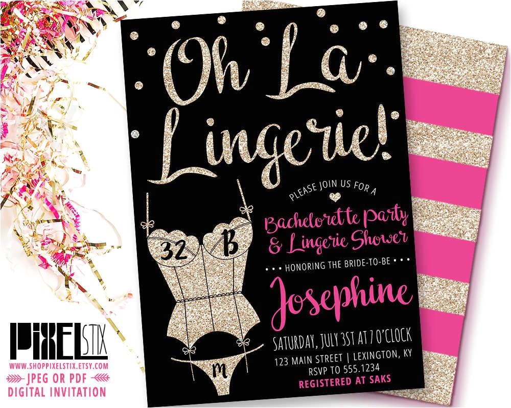 Lingerie Bridal Shower Invites Gold Glitter Lingerie Shower Invitation Oh La Lingerie