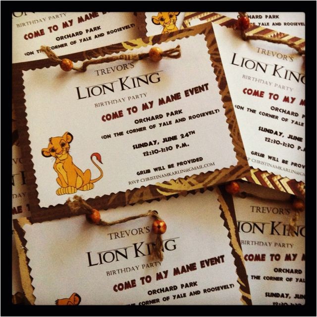 Lion King Birthday Party Invitations Lion King Birthday Party Invitations
