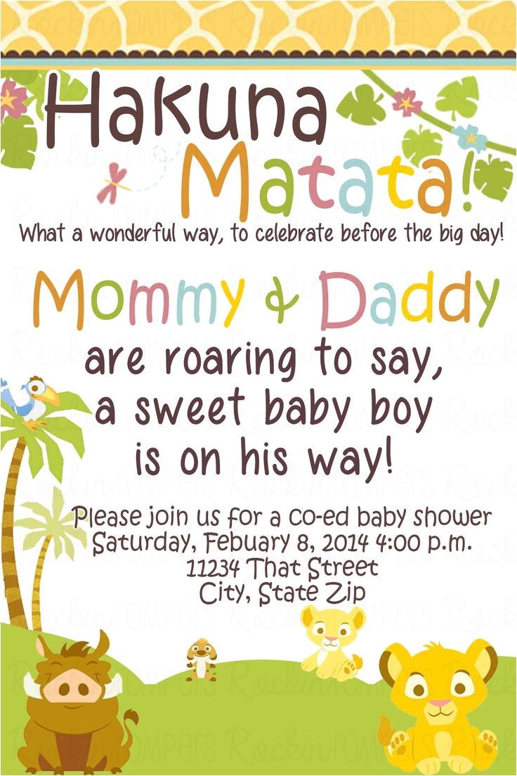 Lion King themed Baby Shower Invitations Lion King Baby Shower Invitation