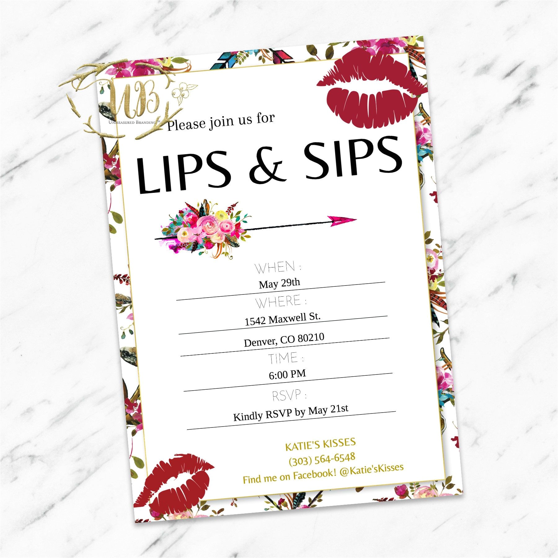 Lipsense Party Invite Lipsense Lip and Sip Party Invitation Lipsense Makeup
