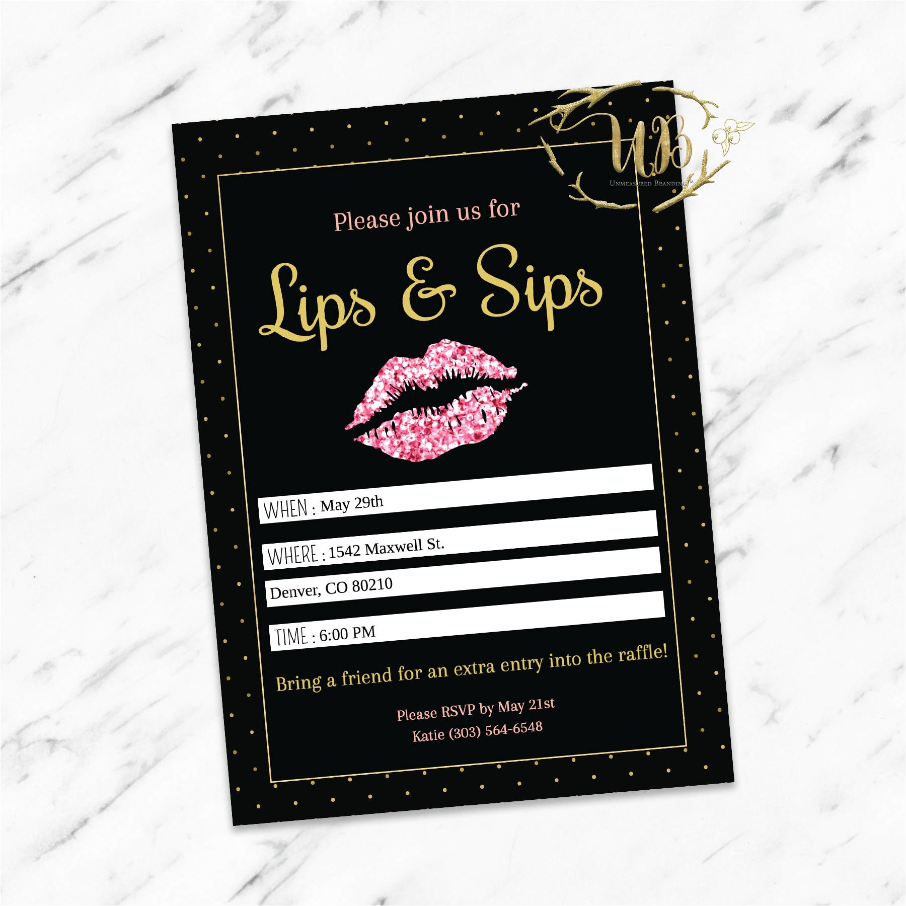 Lipsense Party Invite Pink Glitter Lips Lipsense Party Invitation Pink Glitter