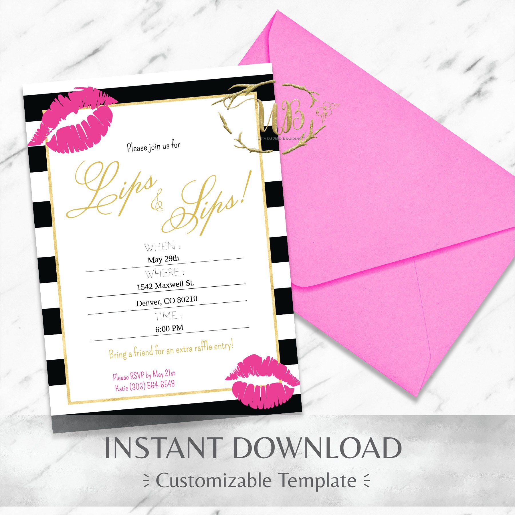 Lipsense Party Invite Wording Blackwhitegoldstripespinklipsense Party
