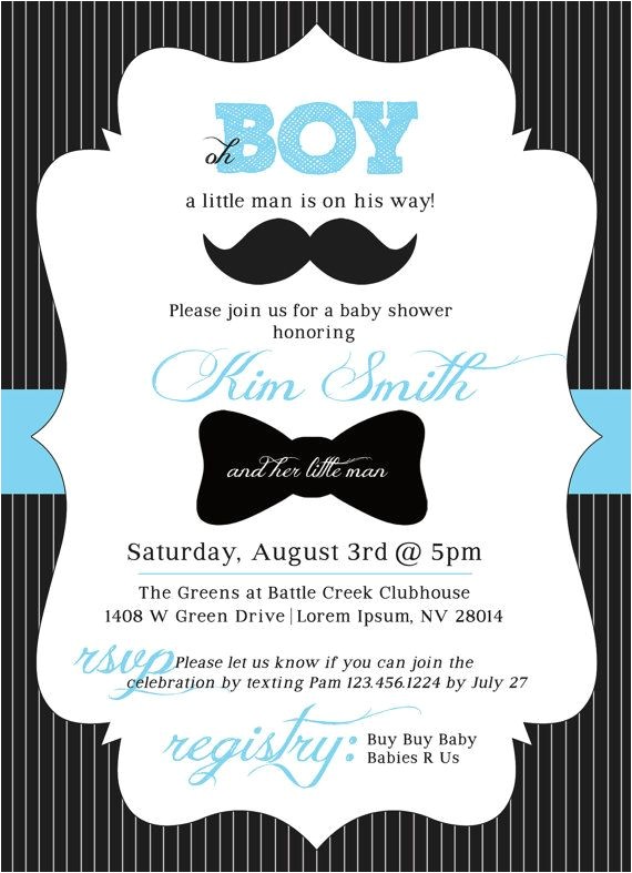 Little Man Baby Shower Invitation Templates Free Customizable "little Man" Baby Shower Invitation 5×7