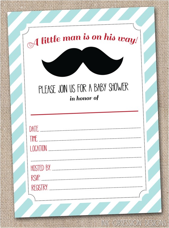 Little Man Baby Shower Invitation Templates Free Ink Obsession Designs Little Man Mustache Baby Shower