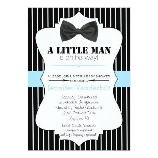 Little Man Baby Shower Invitation Templates Little Man Bow Tie Baby Shower Invitation