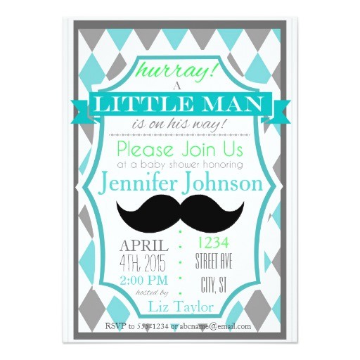 Little Man Baby Shower Invitation Templates Little Man Mustache Baby Shower Invitations
